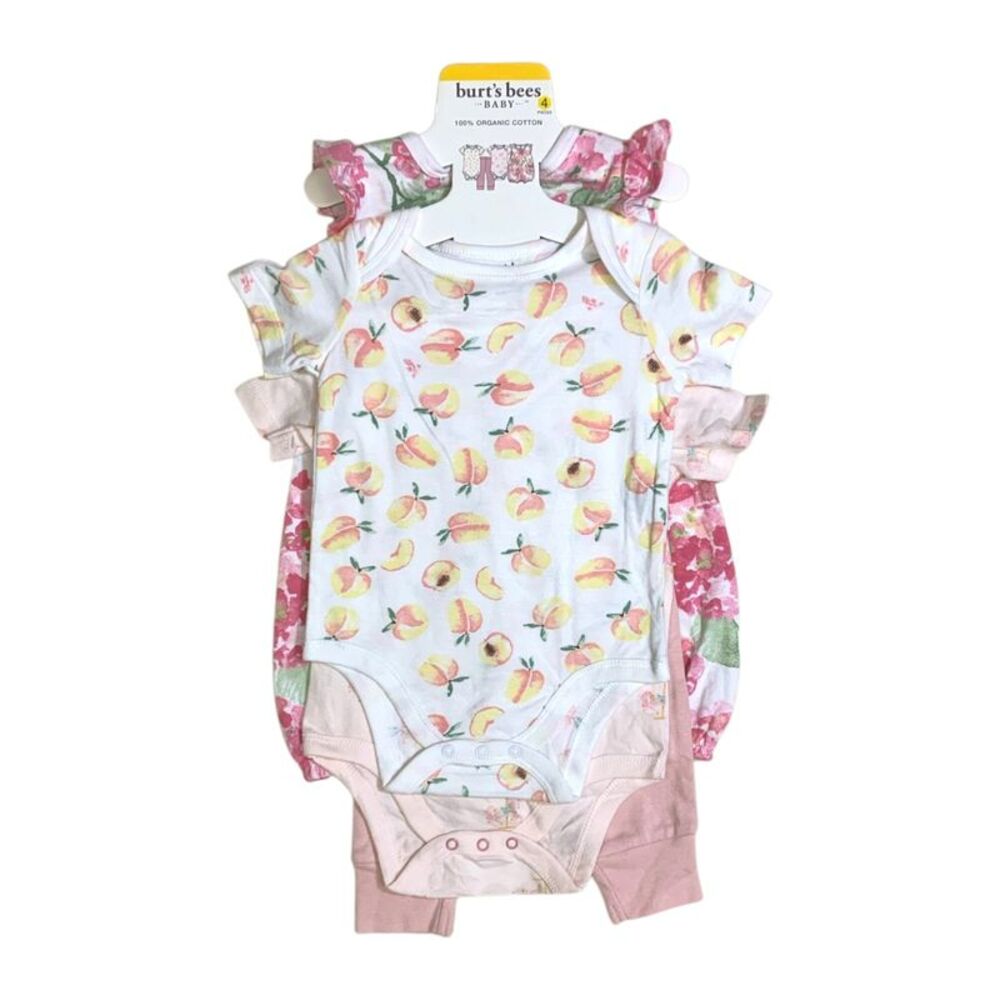Burt's Bees Baby Toddler Girl Organic Cotton 4 Piece Playwear Set - Pink